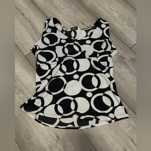 New Look Black and White Circle Pattern Blouse
